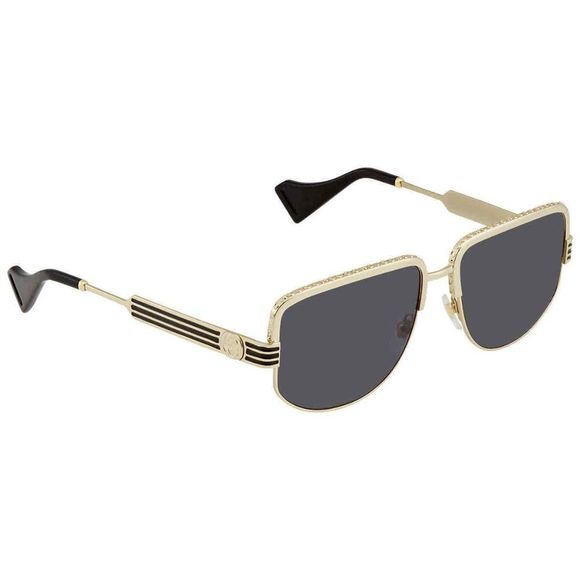NEW Gucci Grey and Gold Rectangular Men's Sunglasses - Picture 1 of 4